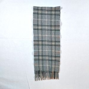 Novacheck plaid wool fringed scarf 52" x 10"